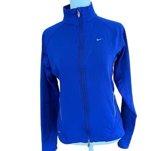 NIKE Blue FitDry Running zip front jacket size S.
